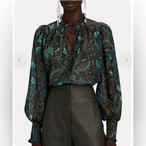 Ulla Johnson Size 6 Ida Blouse in Rainforest Print